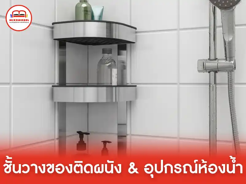 ชั้นวางของติดผนังและอุปกรณ์ห้องน้ำ